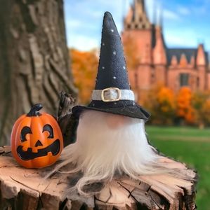 Hand Crafted Gnome By Sumertarr73 & Pumpkin Jack-o'-lantern Figurine Halloween